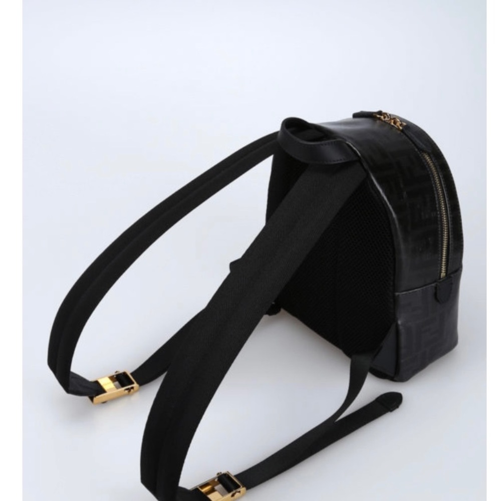 Authentic Fendi Patterned Small Black Backpack - image 2